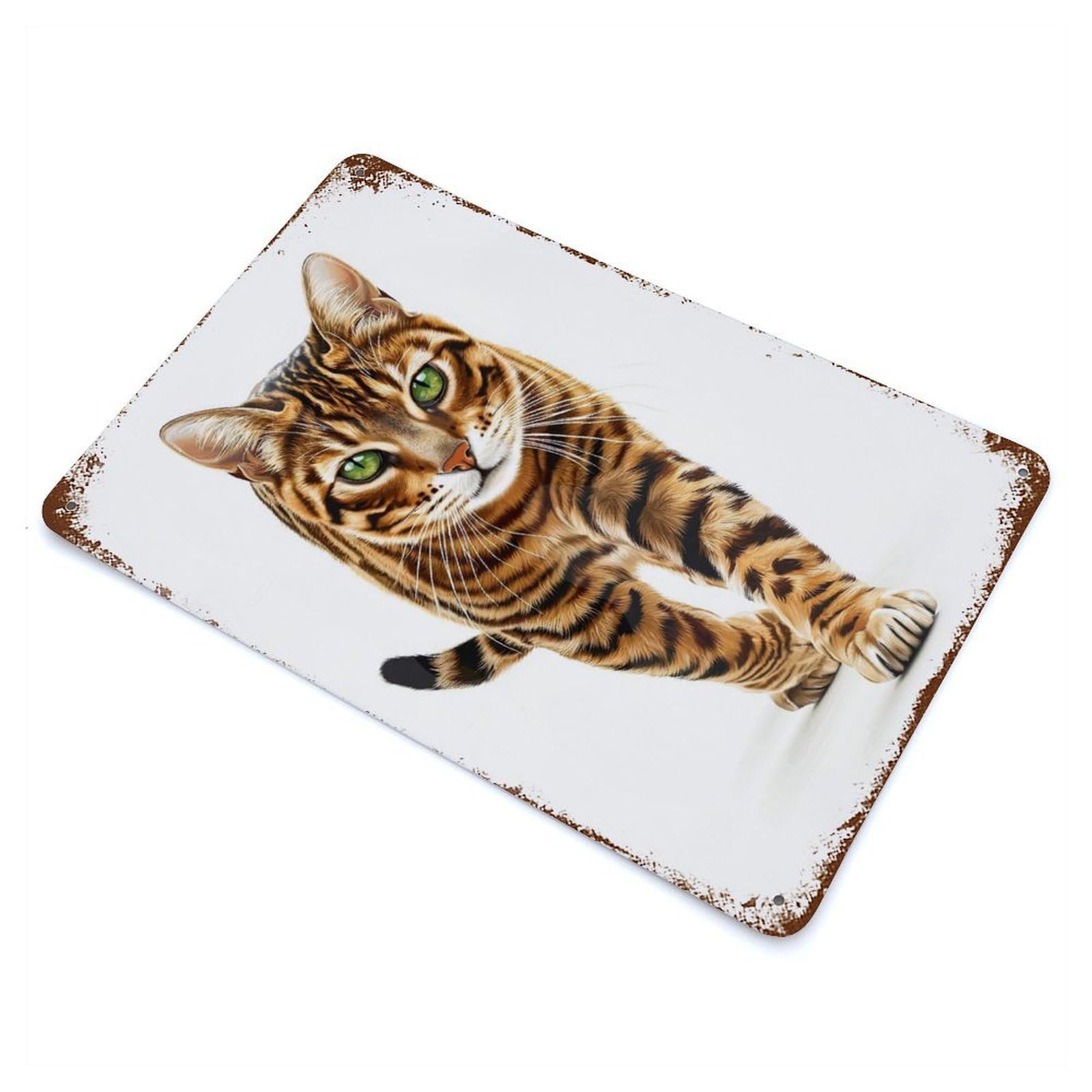 Bengal Cat Portrait Retro Metal Sign 11.8"x7.9", for Office, Studio And Wall Decor, Industrial Home Decor
