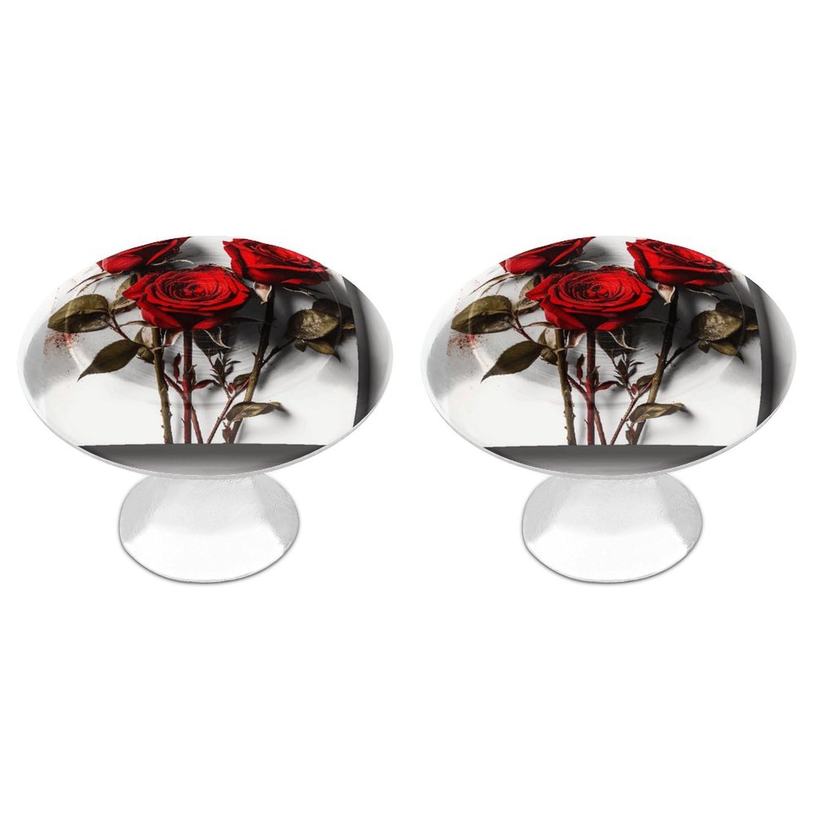 Btcowzrv Style Hand Drawn Rose 2 Pack Cabinet Knobs Drawer Pulls