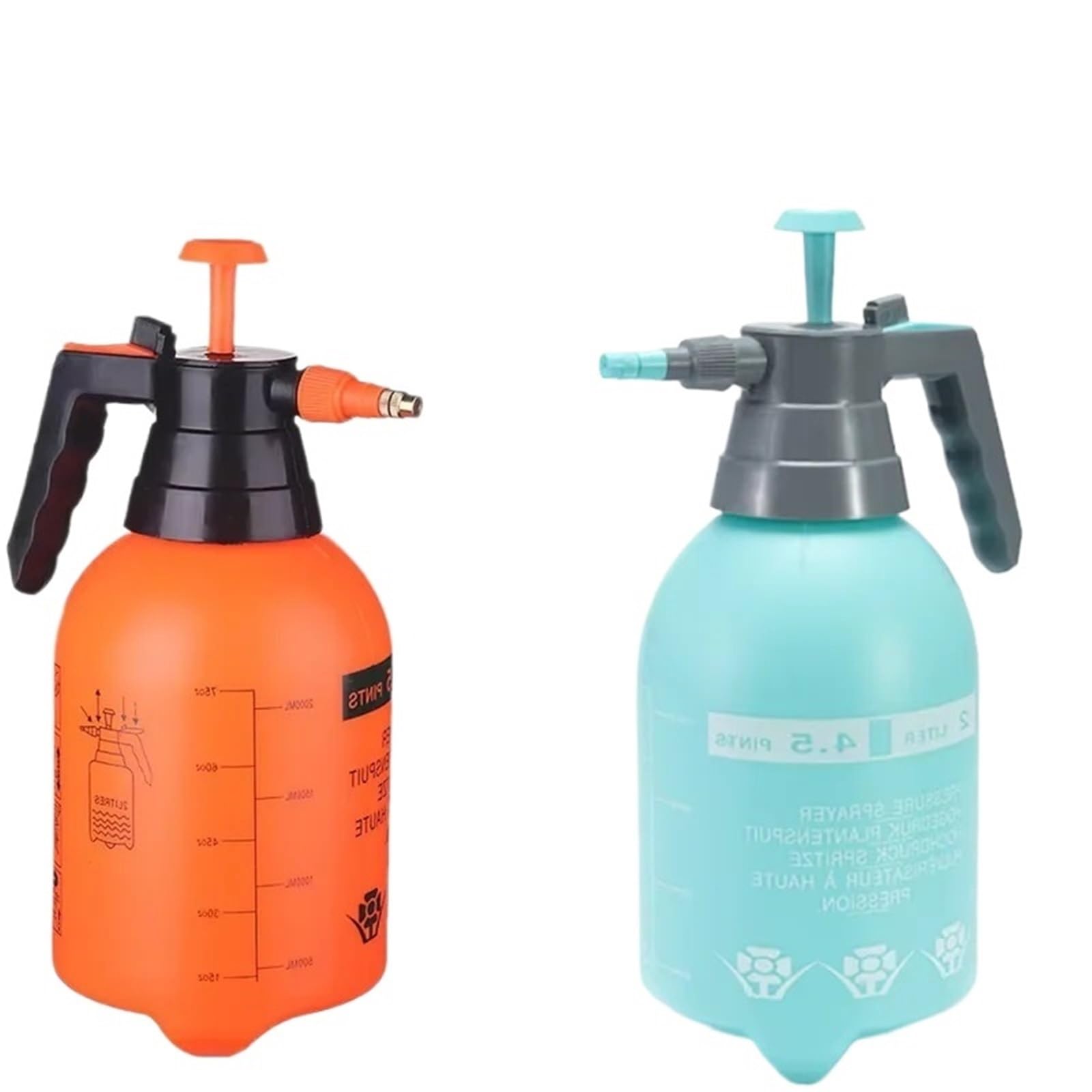 DSFIHJO 2-Piece Hand Pressure Water Sprayer Trigger Air Pump Garden Spray Bottle Car Cleaning Watering Can(2L Red-2L Blue)