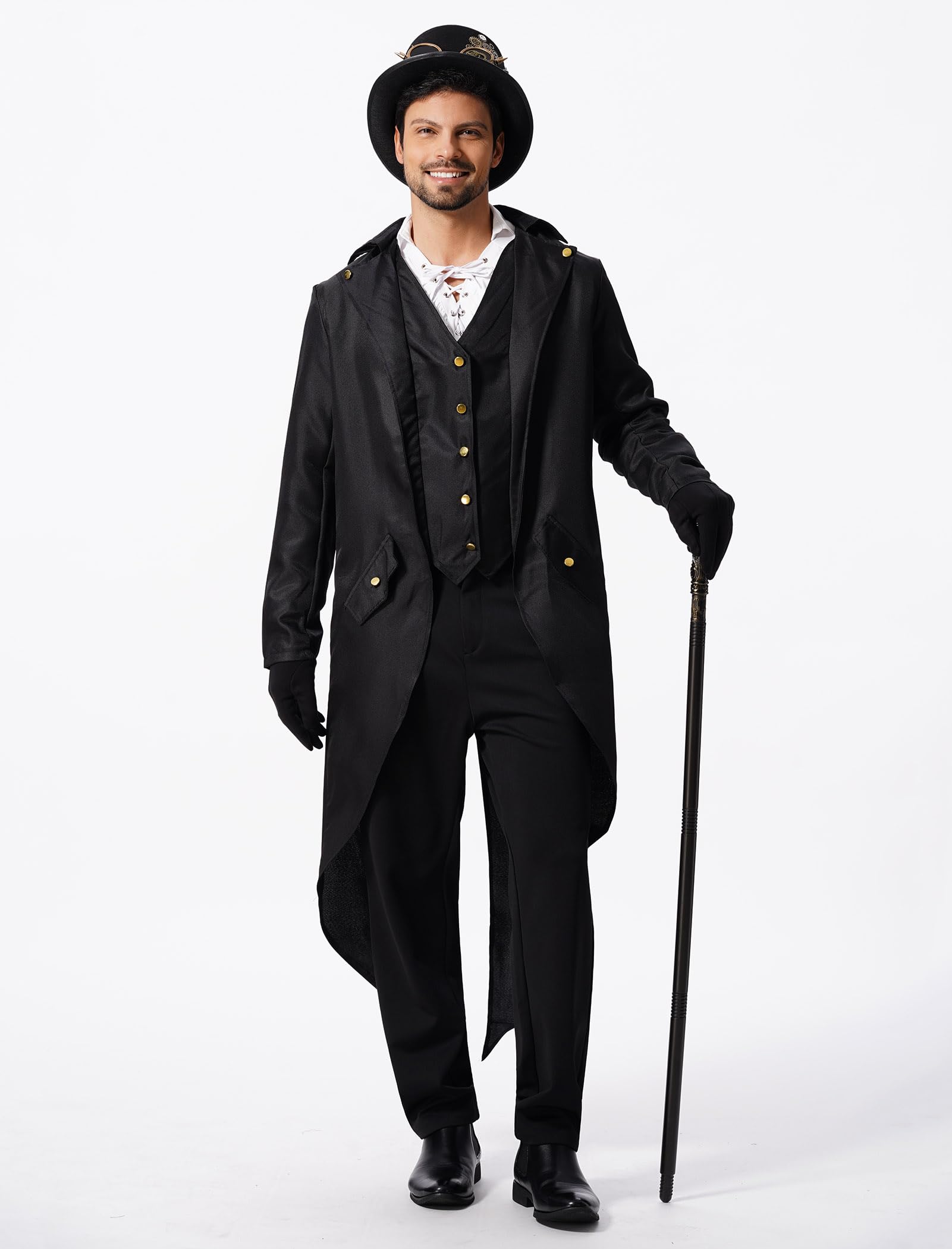 FYMNSI Manteau gothique Steampunk pour homme - Veste vintage victorienne - Uniforme - Long smoking - Pour carnaval, Halloween, fête, cosplay