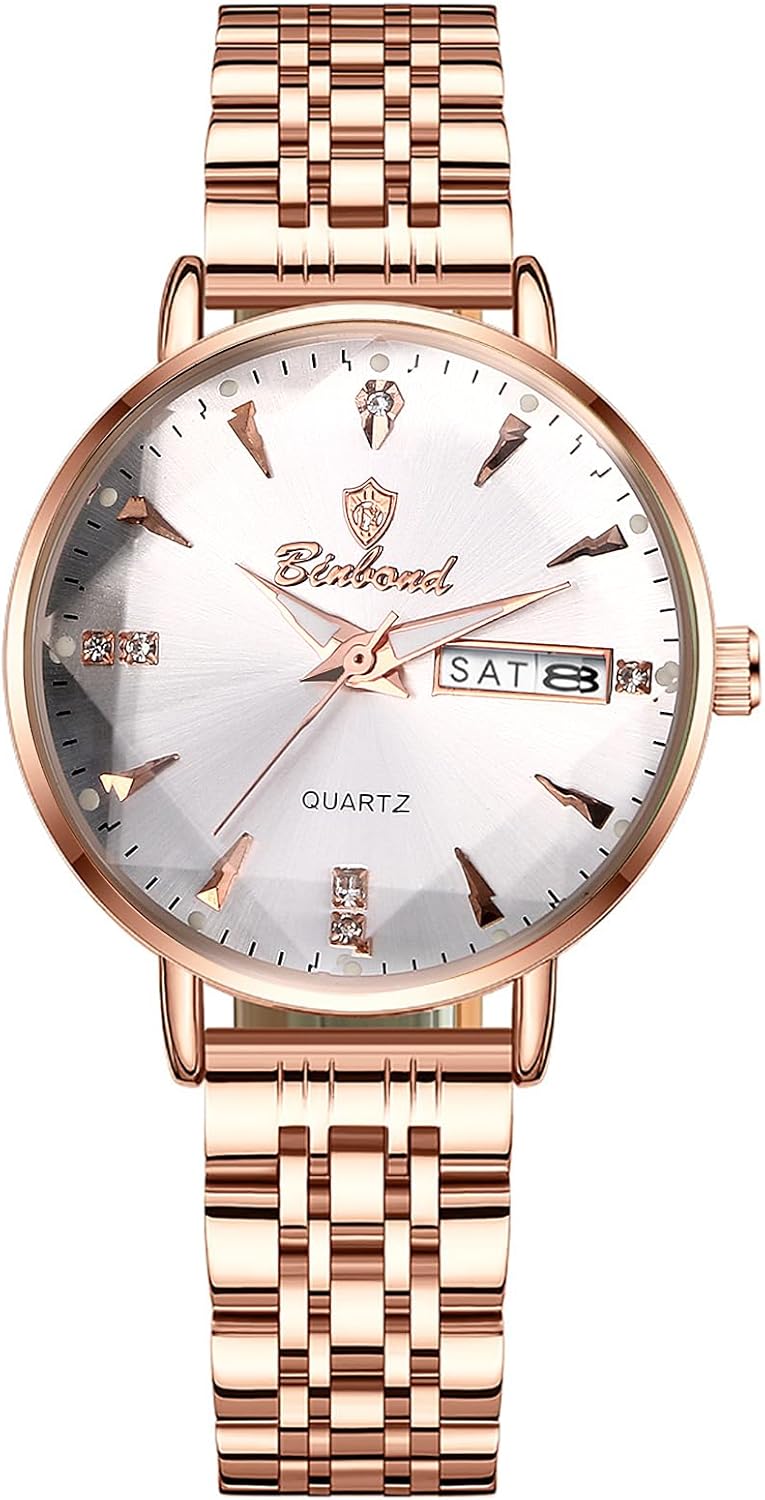 OIDEA Analog Quartz Watches for Women: Fashion Ocean Heart Stainless Steel Watch Dot Luminous Scale Wristwatch