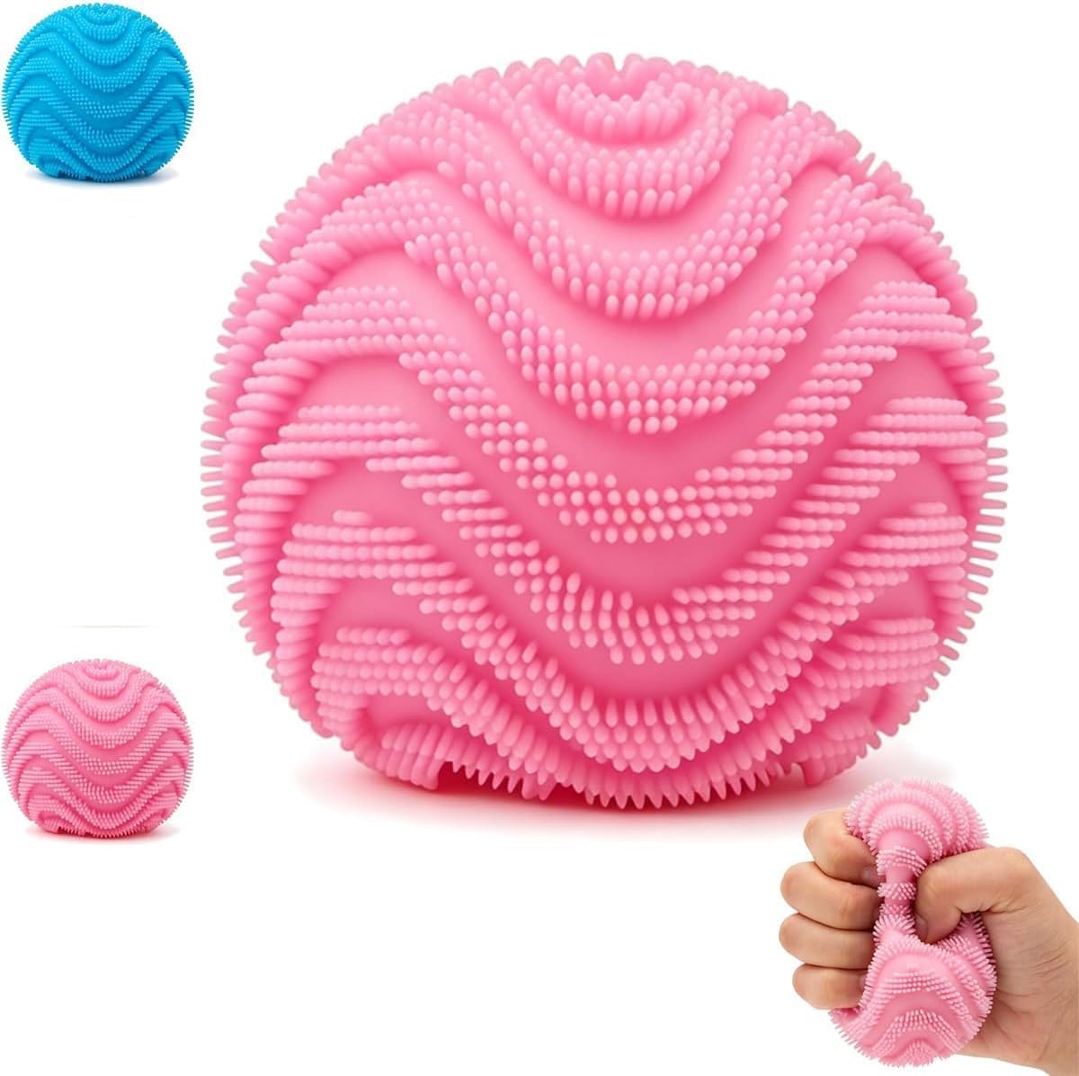 Fuzz Ball Fidget Stress Toy Squishy Stress Ball Fuzz Ball Squishy Stress Drop Malt Fuzz Balls Sensory for Anxiety Stress Relief Birthday Party Favors (Pink)