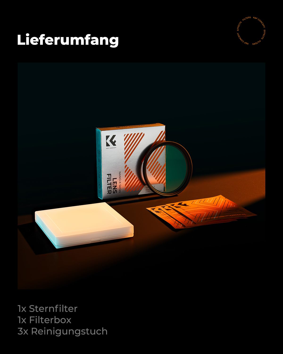 K&F CONCEPT Variabler 82mm Sternfilter 4 Punkte, 8 Punkte für Sternenlichteffekte (Nano-Klear)