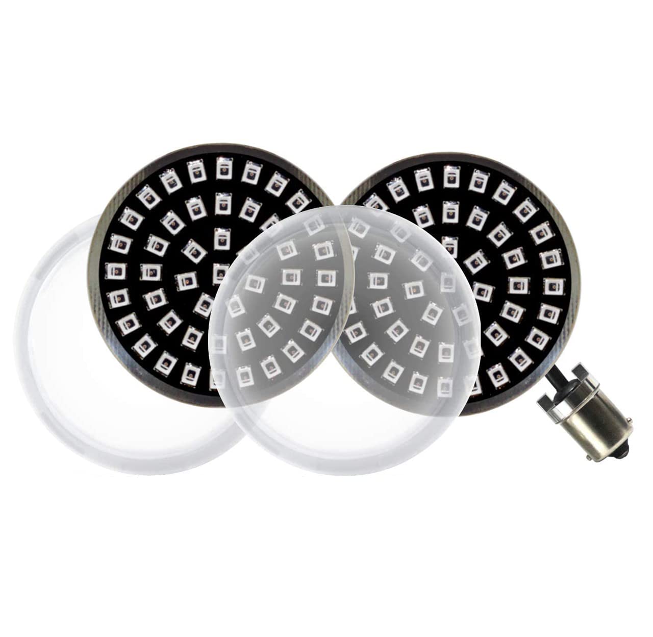 Eagle Lights 8748TS-1156A-G2B-C Midnight Edition 2 Inch Rear Turn Signal Kit Compatible With Harley Davidson Motorcycles /1156 Rear/Amber/Add Clear