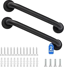 2 x Safety Bath Handles, Non-Slip Stainless Steel Handles, Toilet Grab Bar Bathroom Grab Bar, Shower Holder Bar for Elders/Children, 30 cm (Black)