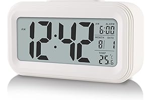 Sharp Digital Clock for Bathroom with Indoor Temperature, Battery Operated