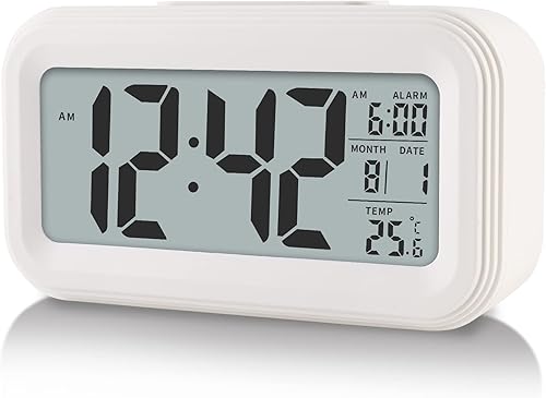 YUANRANER Reloj despertador digital con temperatura interior funciona con pilas modelo de repetición pantalla de 1224 horas para dormitorios