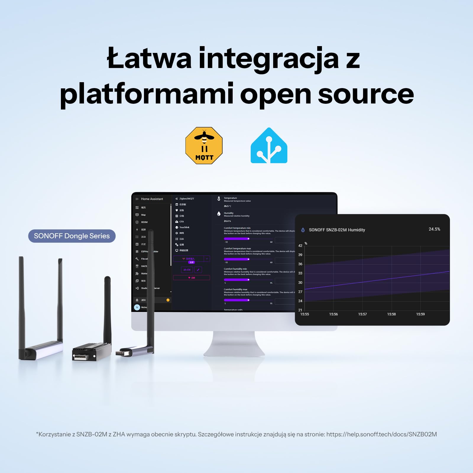 SONOFF SNZB-02M AirGuard TH Pressure Zigbee Temperatura Wilgotność Sensor | Zigbee Smart Termometr Higrometr Barometr z Powiadomieniami w Aplikacji, Zdalny Monitoring do Szklarni i Piwnicy na Wino