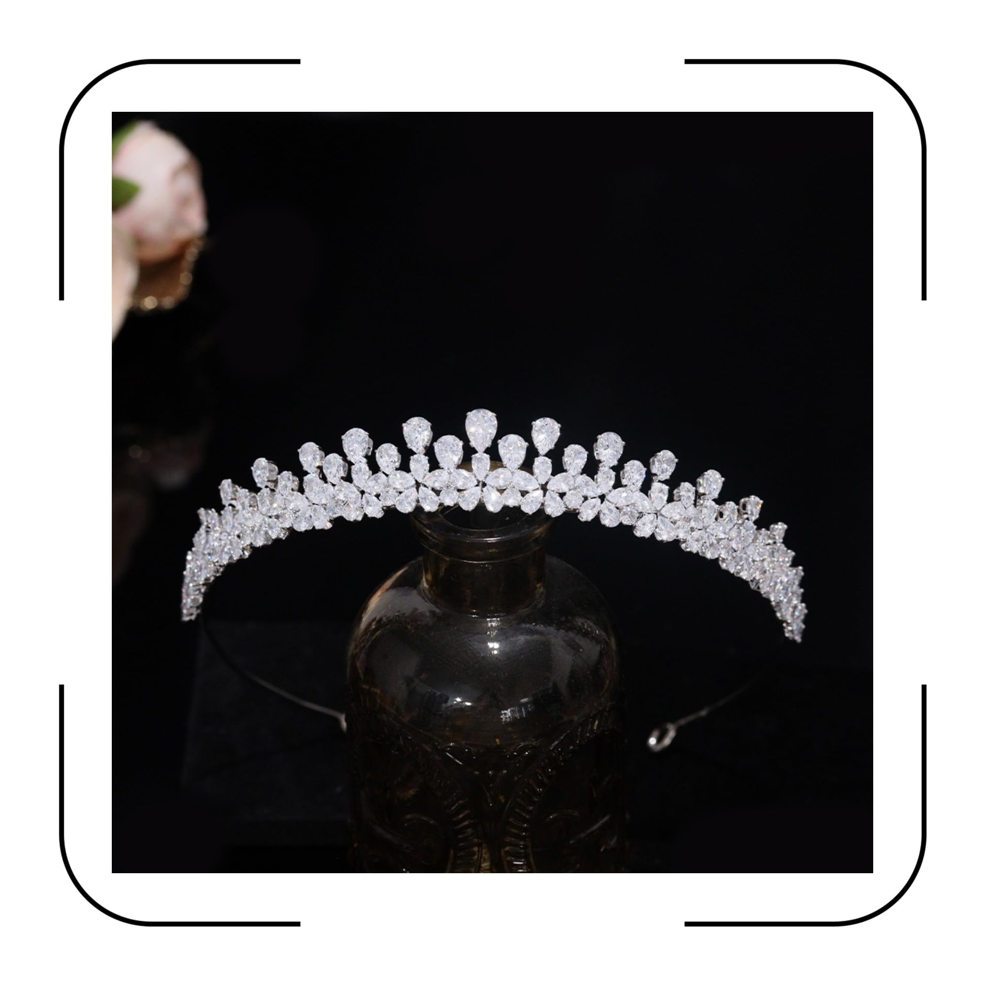 Aoligrace Small Cubic Zirconia Wedding Tiaras for Women Silver Sparkly CZ Princess Crowns Mini Bridal Prom Hair Accessories