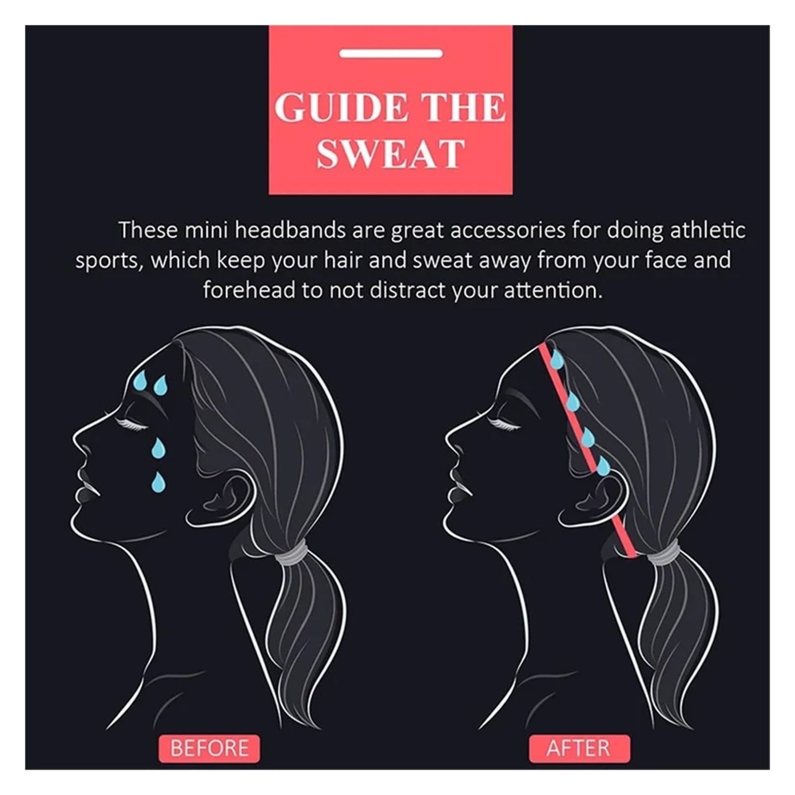 Diadema Deportiva Unisex Simple, Banda de Silicona Antideslizante, Diademas elásticas, 1 ud