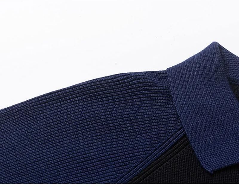 Men's Zipper Lapel Pullover Sweater Winter Casual Loose Knit Sweaters Gray