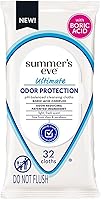 Summer's Eve Ultimate Odor Protection Feminine Wipes with Boric Acid - pH Balanced, Gynecologist-Tested, Daily Freshness, 32 Resealable Wipes