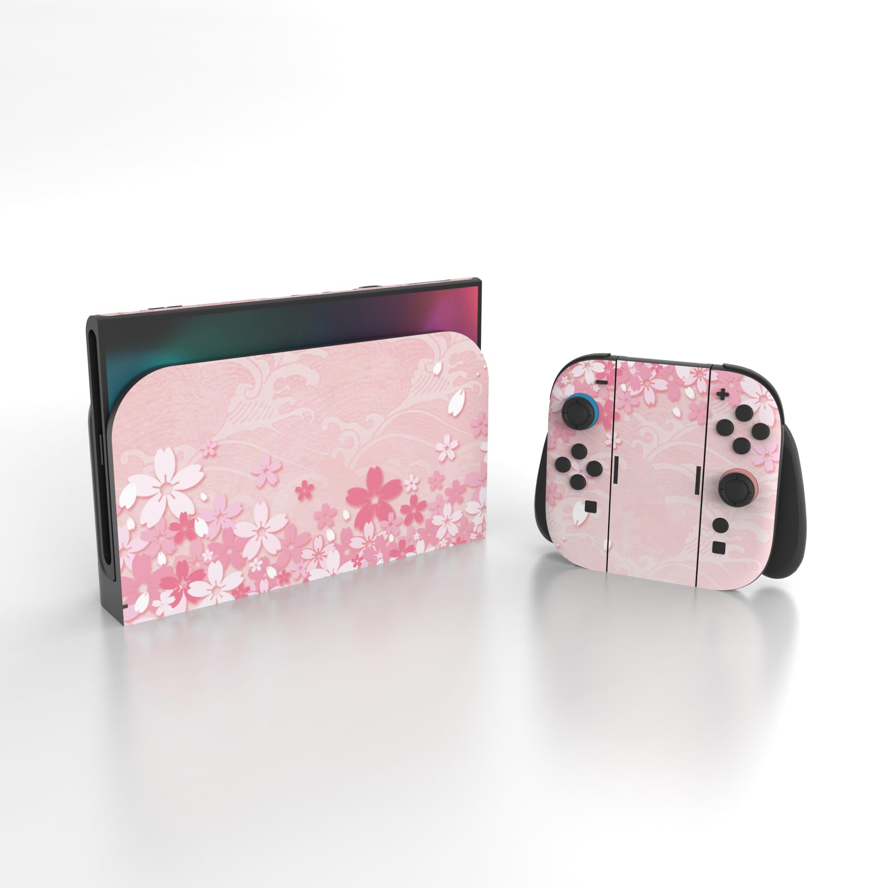 PlayVital for Nintendo Switch 2 Skin Full Set (2-Pack) - Protective Vinyl Decal Stickers for Switch 2 Console, Controllers, Handle Grips & Dock | No Residue, Anti-Scratch - Cherry Blossoms Petals - 4