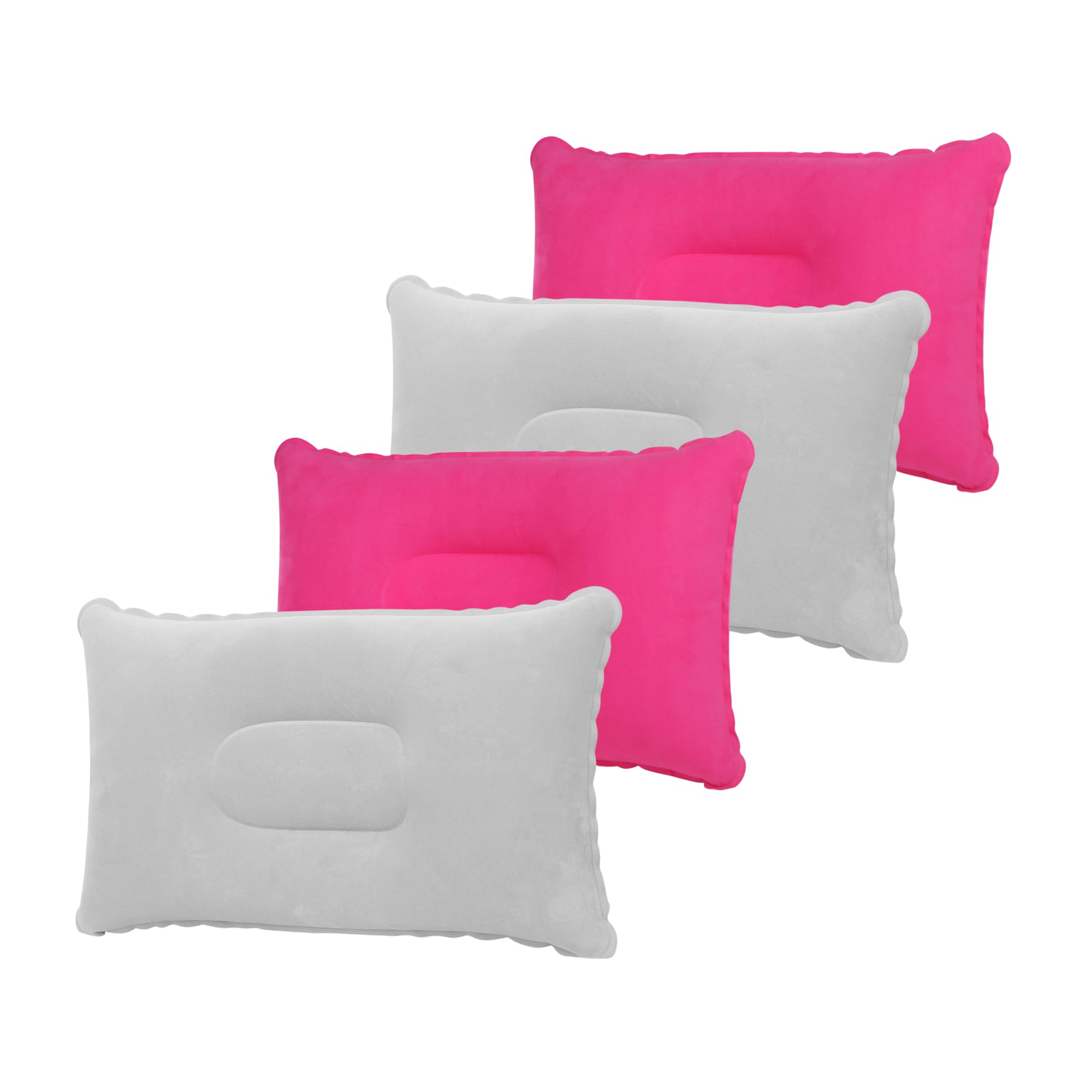 TRIXES Inflatable Pillows 4PC, Grey & Pink – Ideal for Camping, Travel, Festivals & Fishing – Blow up Pillow, Lightweight Water-Resistant Pillows