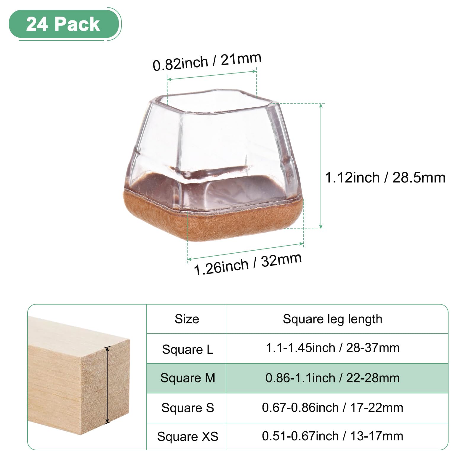 M METERXITY 24-Pack Chair Leg Floor Protectors - Image 3