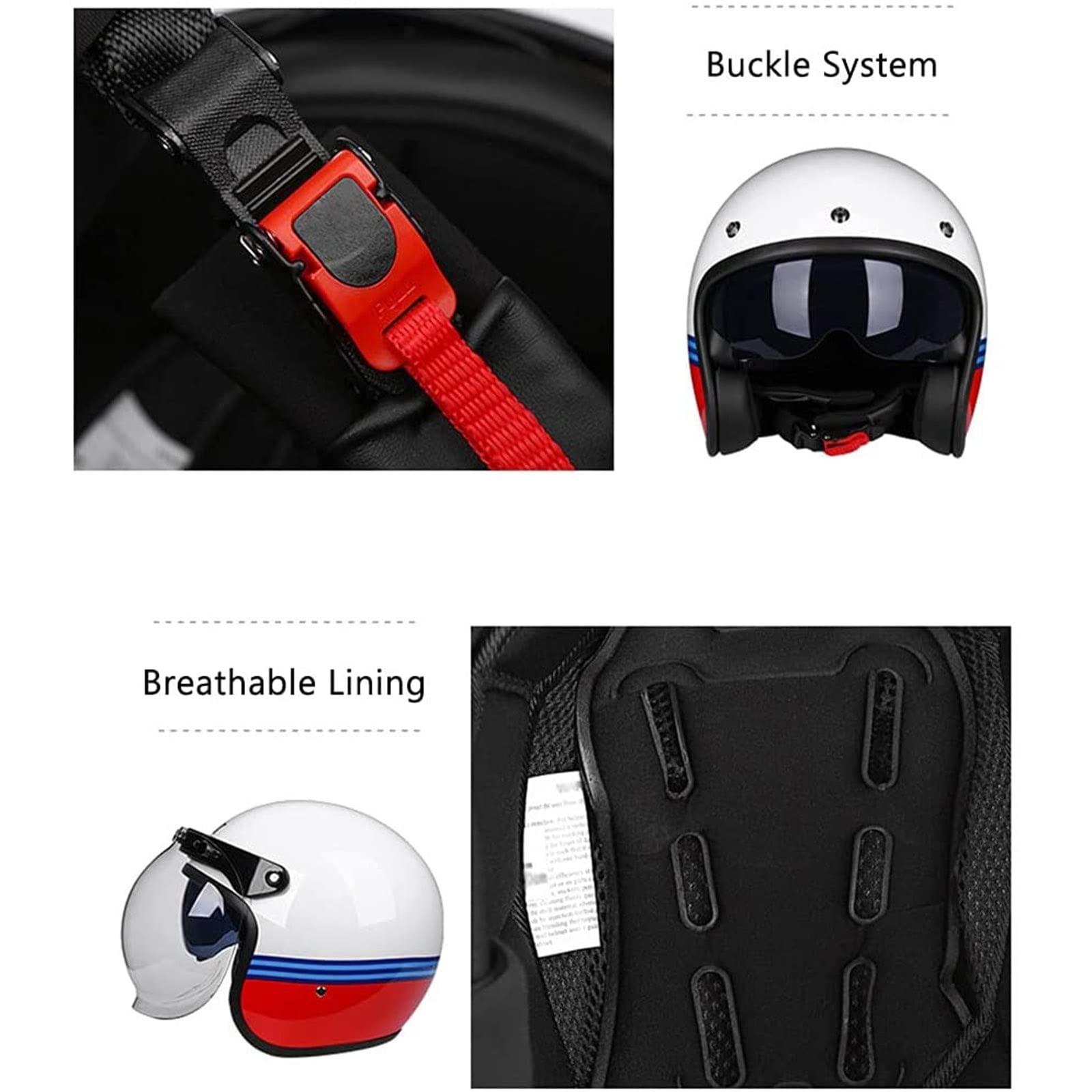 Motorfiets Modulaire Half Helm Retro Open Gezicht 3/4 Helm Volwassen Mannen Vrouwen Zomer Motor Scooter Licht Bromfiets Straat Helm DOT/ECE Goedgekeurd Vintage Jet Helm Met Vizier,Roze,XL
