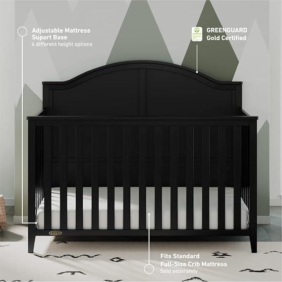 Graco Wilfred 5-in-1 Convertible Crib, Black