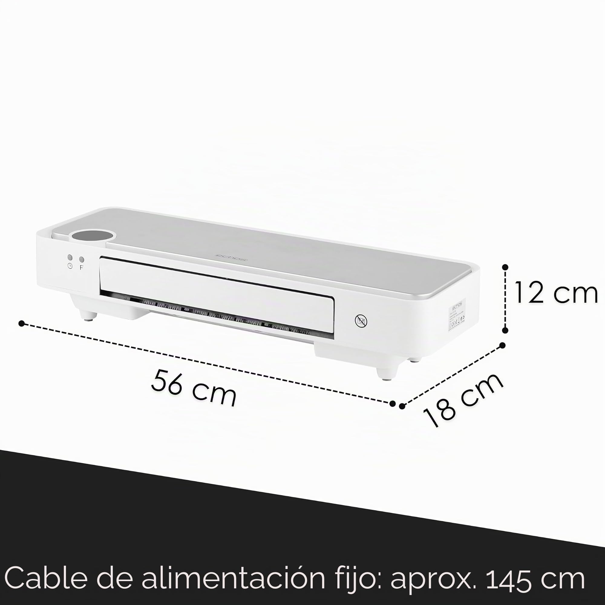 Echos Calefactor de pared | temporizador de 12 h | 2000 W | ahorro de energía | mando a distancia | elemento calefactor de cerámica | mini calefactor | 2 niveles de potencia | calentador rápido |