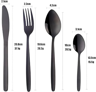 BuyGo 4-Piece Black Silverware Flatware Set, Stainless Steel Portable Camping Travel Cutlery Set, Service for 1