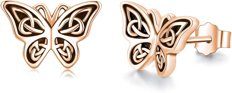 Butterfly Earrings 925 Sterling Silver Celtic Butterfly Studs Earrings for Women Celtic Butterfly Jewelry Gifts for women Girls