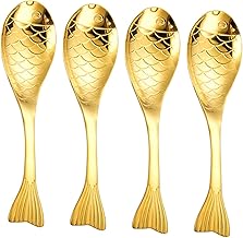 Luxshiny 4Pcs Colher Em Forma De Peixe Colher De Metal Colher De Metal Colher De Aço Inoxidável Colher De Sopa De Metal Colher De Metal Multifuncional Talheres De Metal De Aço Inoxidável