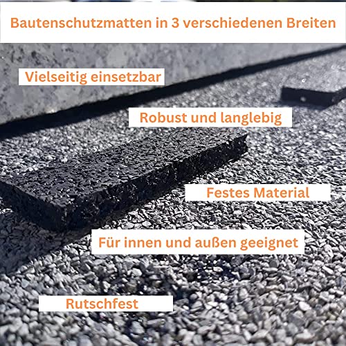 Bautenschutzmatte Gummi I Gummigranulat I Gummi Pad I Unterlage Terrasse I Rolle von 20m I Stärke 3mm (Gummi Selbstklebend, 20mx4cmx3mm)