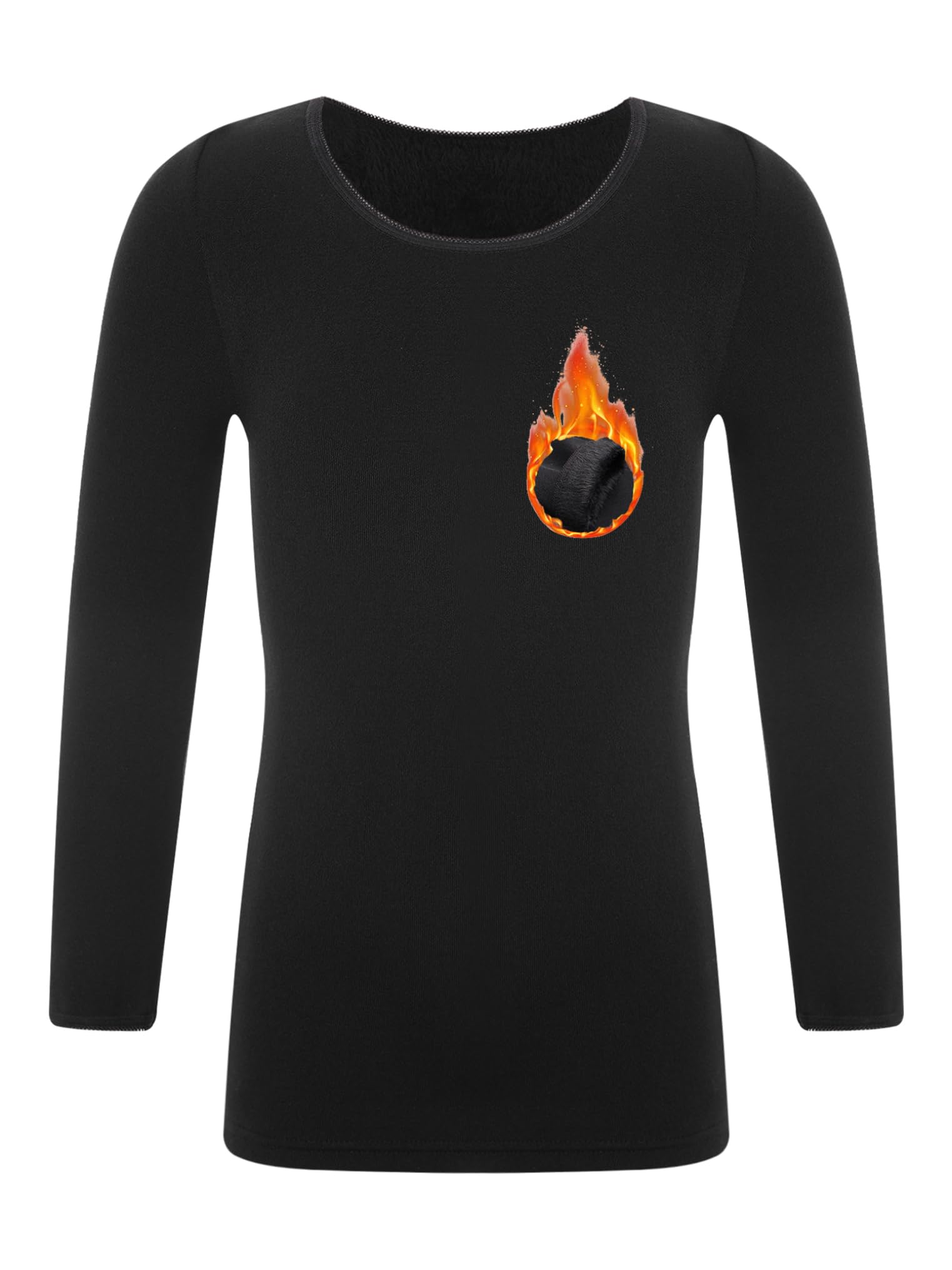 Yeahdor Kids Girls Winter Warm Top Long Sleeve Athletic Base Layers Gymnastic Yoga Dance Training Shirts T-Shirts A Black 7-10 Years