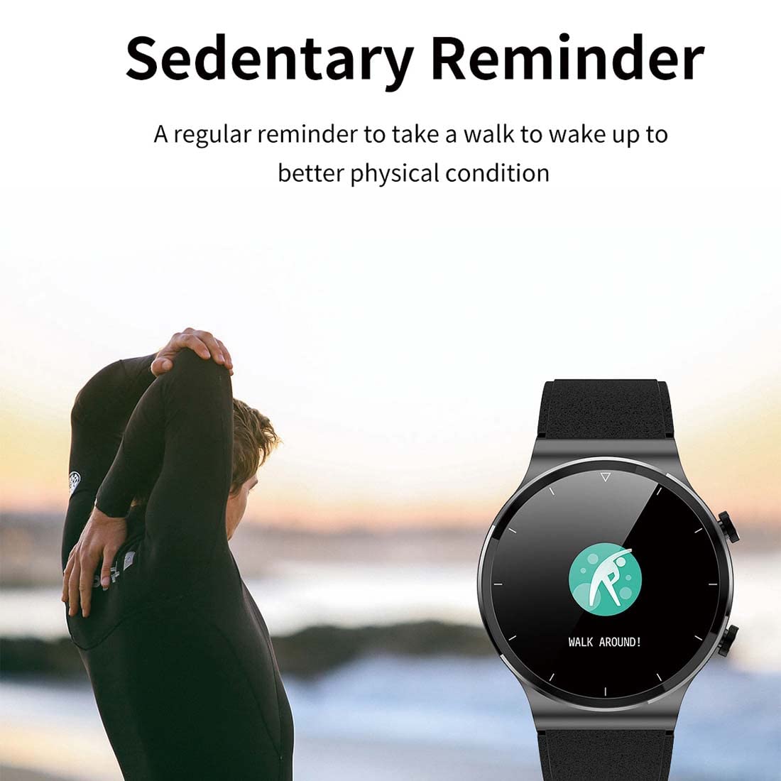 RollsTimi Inteligentny zegarek męski, monitor snu, wodoodporny zegarek sportowy IP67, czarny zegarek ze stali nierdzewnej do systemu Android iOS.