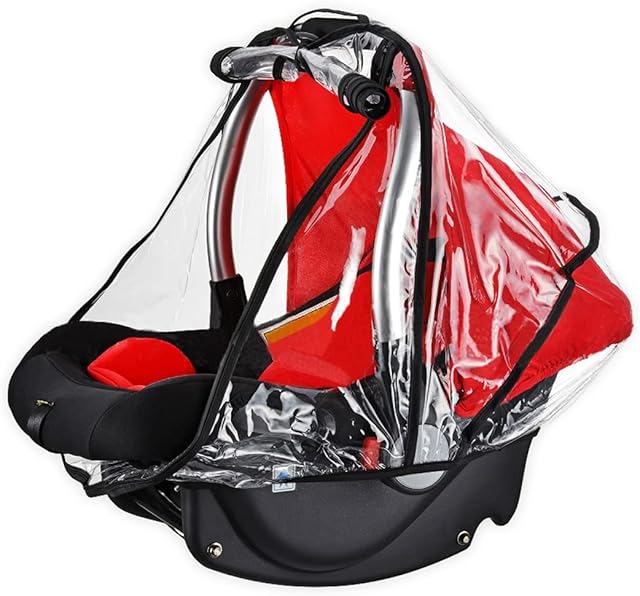 Universal Baby Car Seats Rain Cover Infant Weather Shield Travel Carrier Raincover Car Seat Accessory Rain Cover for Maxi COSI, Ventilated Wind Rain Shield with Easy Access Zipper & Handle Opening