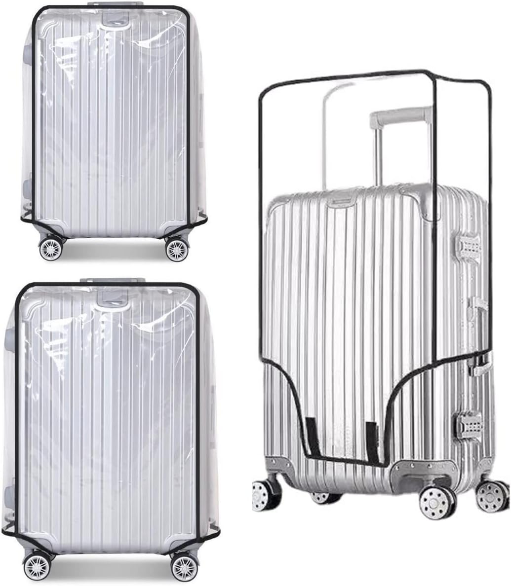 FABULWAY2PCS Clear PVC Suitcase Cover Protectors Transparent Luggage Cover Waterproof Wheeled Suitcase Dust Cover Dustproof Travel Luggage Sleeve Protector, Clear, 20+28, Waterproof Suitcase Cover for