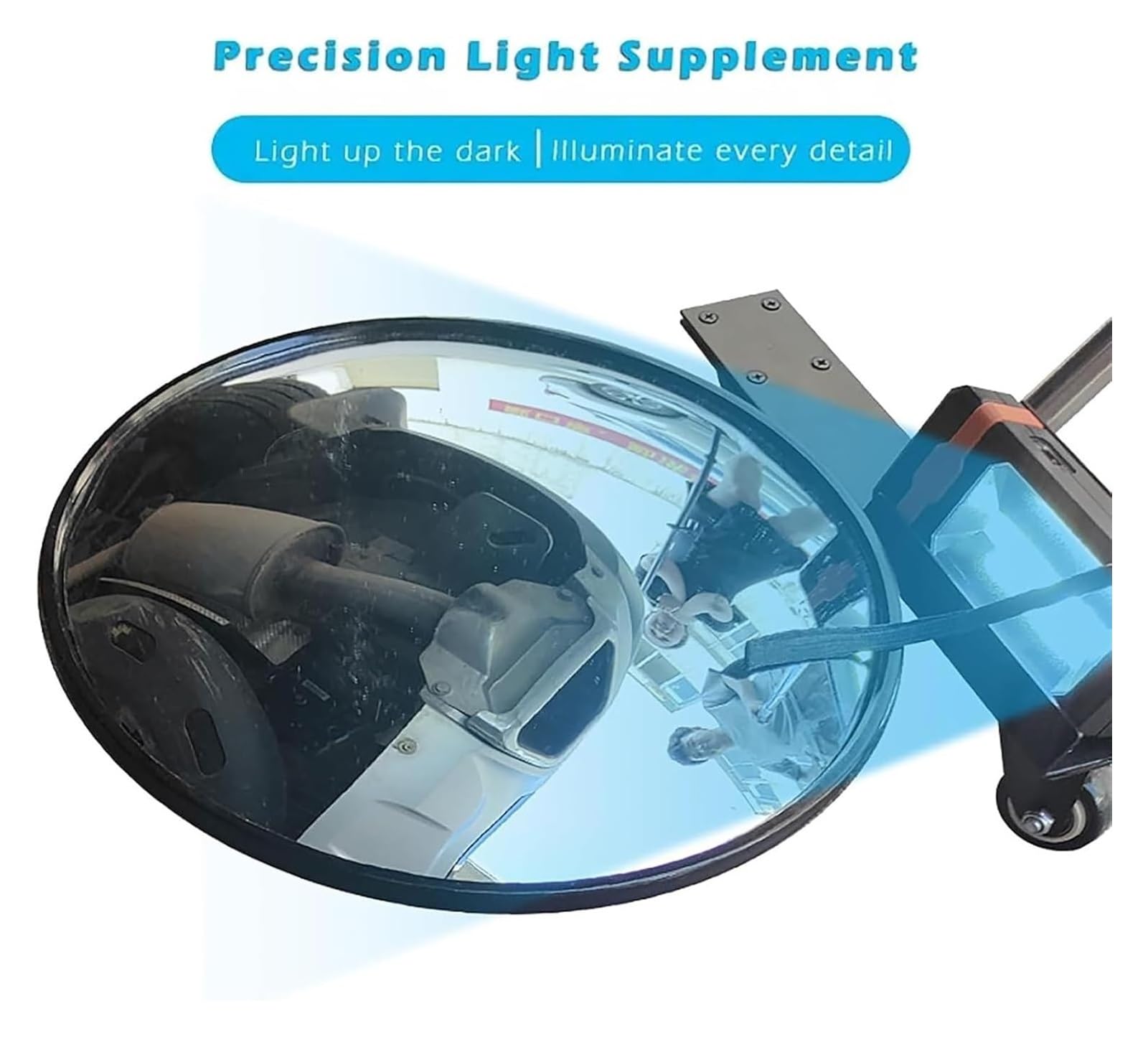 DARZYS Under Vehicle Inspection Mirror, Under Car Mirror with Rollers, 12-Inch Foldable Diameter Mirror with LED Light