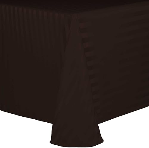 ULTIMATE TEXTILE Mantel ovalado de rayas satinadas (59.8 x 102.4 in), color marrón oscuro