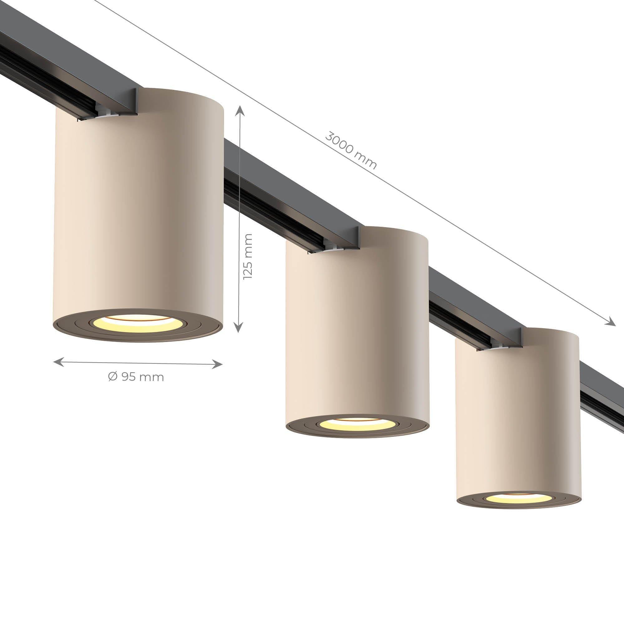 Ledvion Sistema de rieles iluminacion 3m Monofasico Beige 5 focos sin GU10