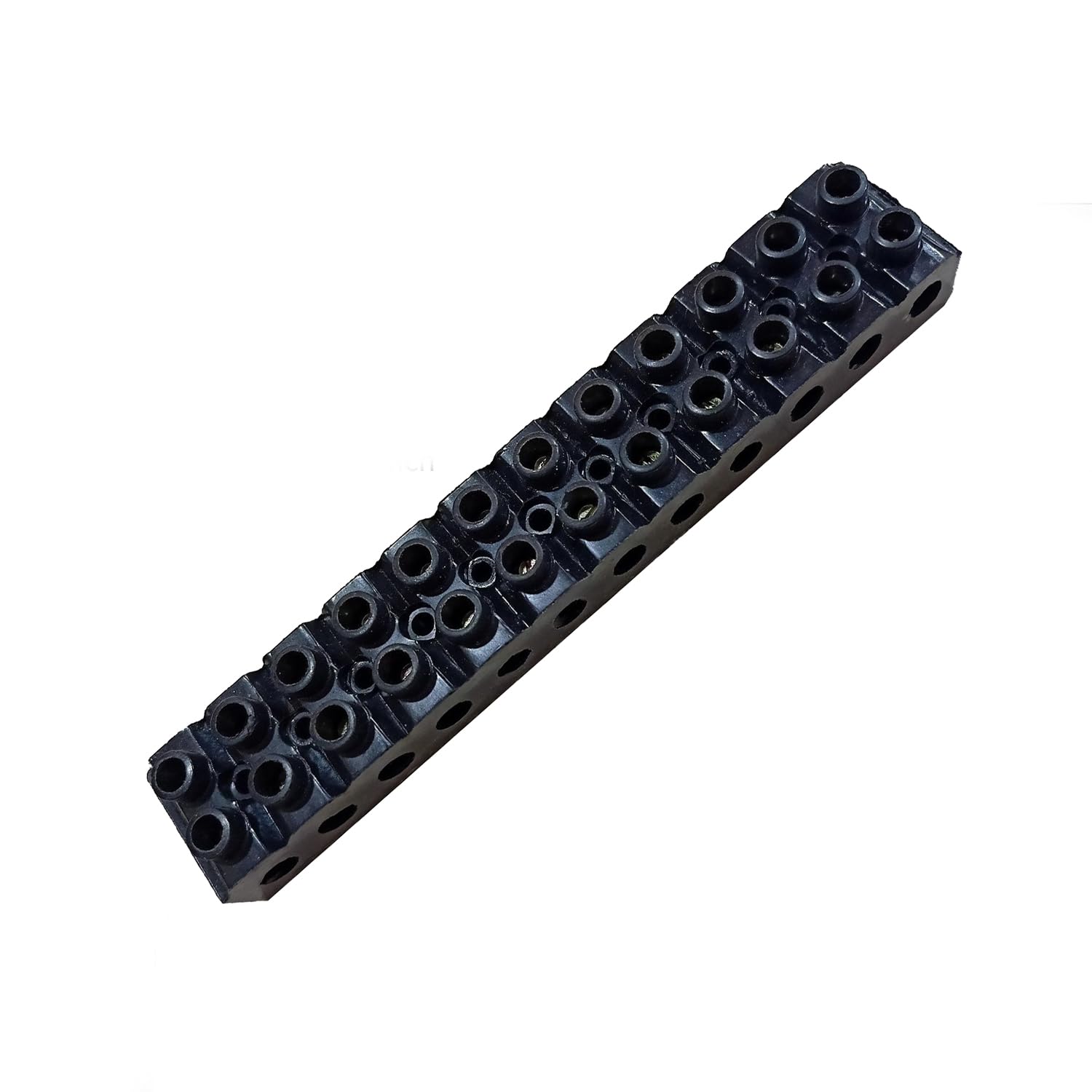 GLOBOMOTIVE Control Panel 15A 12 Way Bakelite Connector Strip Double Row Barrier Black Terminal (Pack of 1)