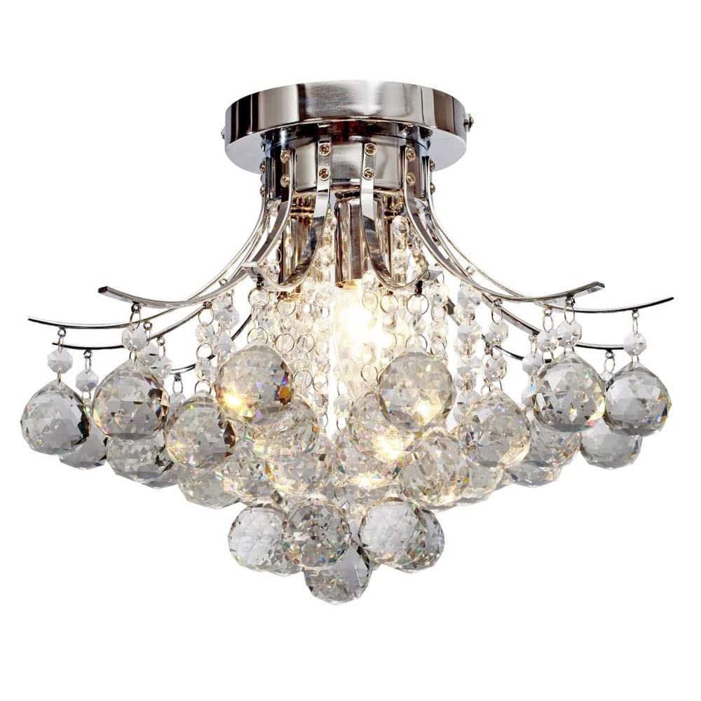 FYZDLAOR Crystal Chandelier Ceiling Light,Modern Flush Mount LED Chandelier Lights Chrome Fixture for Living Room,Dining Room,Bedroom,Hallway,Stairway,Lounge（G9）