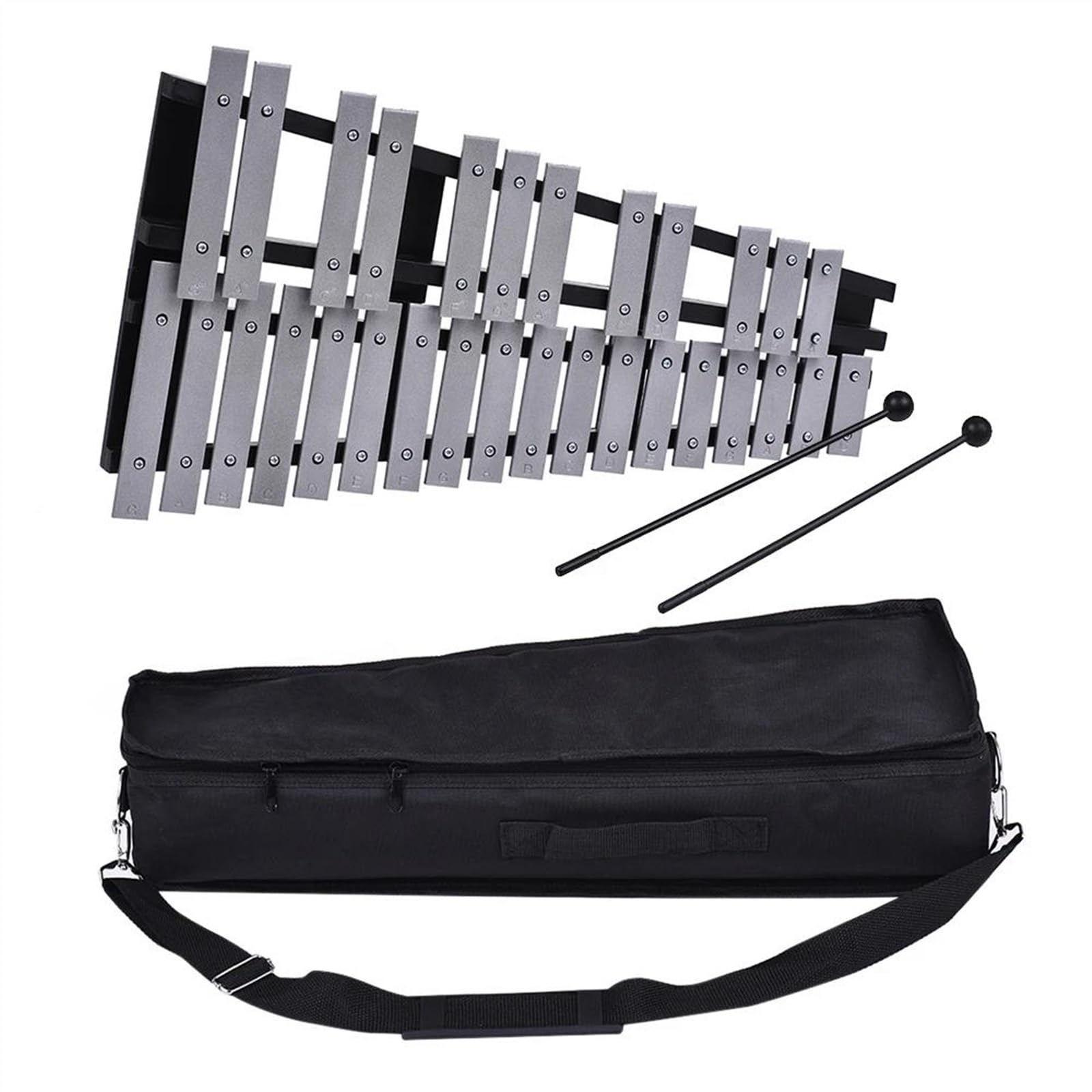 30 Notas Glockenspiel Xilófono Marco De Madera Barras De Aluminio Con Bolsa De Transporte Material De Madera Y Aluminio