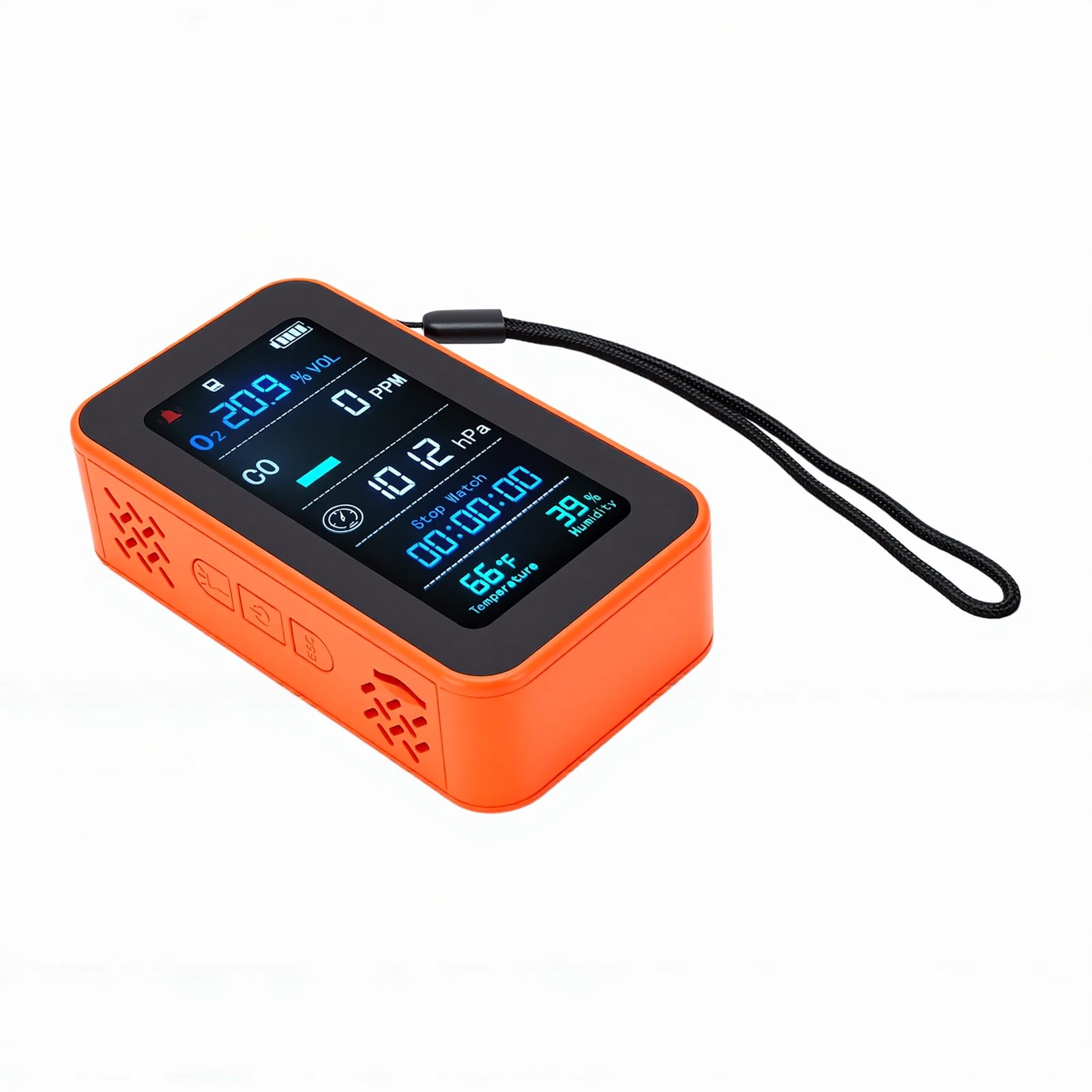 Tosuny Detector Portátil de Calidad del Aire, Monitor de Oxígeno, Medidor de Humedad, Temperatura y Presión del Aire con Linterna, Cronómetro, Mini Sensor para Viajes, Camping, Habitación de Hotel