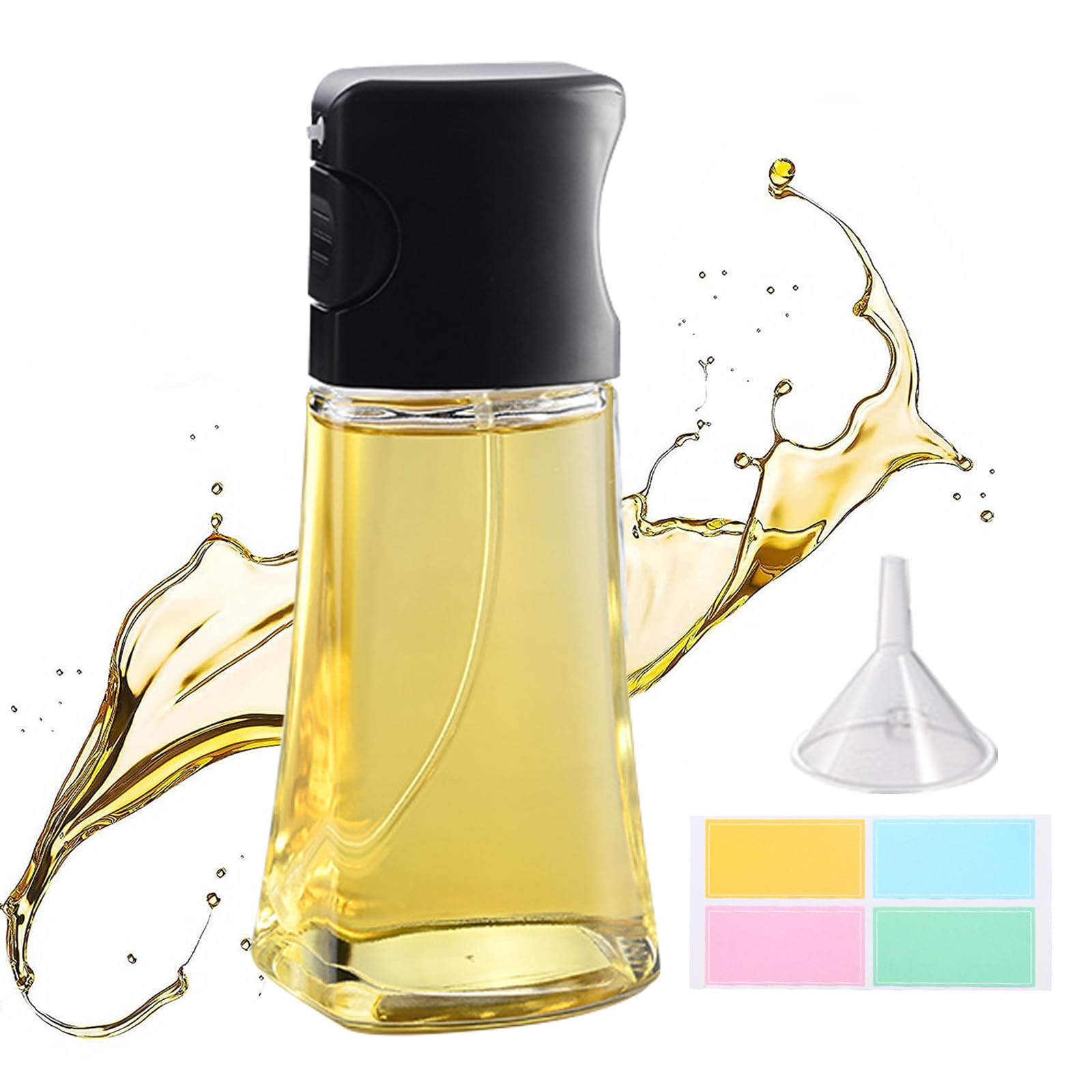 Oil Sprayer,220ml Glass Olive Oil Spray Bottle for Cooking Air Fryer Oil Dispenser Oil Sprayer Mister with Sticker,Kitchen Gadgets Accessories for Salad Baking Vinegar Grilling