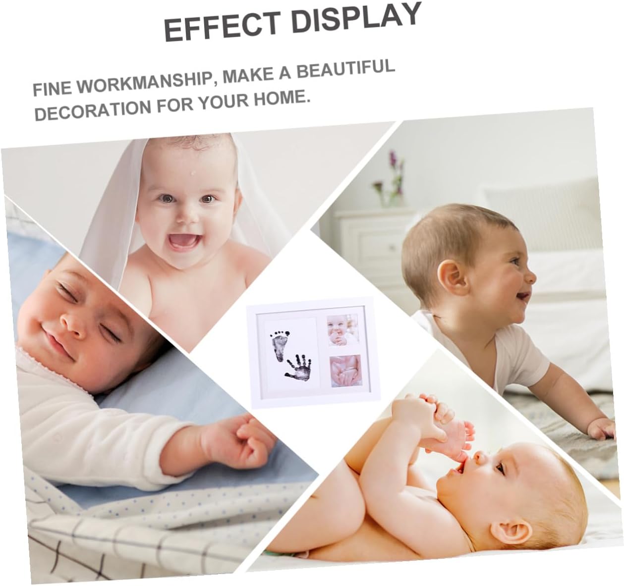 Toyvian Growth Record Photo Frame with White Pp Plastic, Creative Fingerprint and Footprint Holder, Nursery Décor Keepsake for Newborn Memories