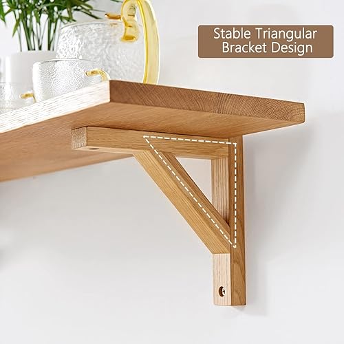 Miniatura 4 de Estantes flotantes de roble de 24 pulgadas, estante de pared de madera natural, estante flotante rústico con soportes para dormitorio, sala de