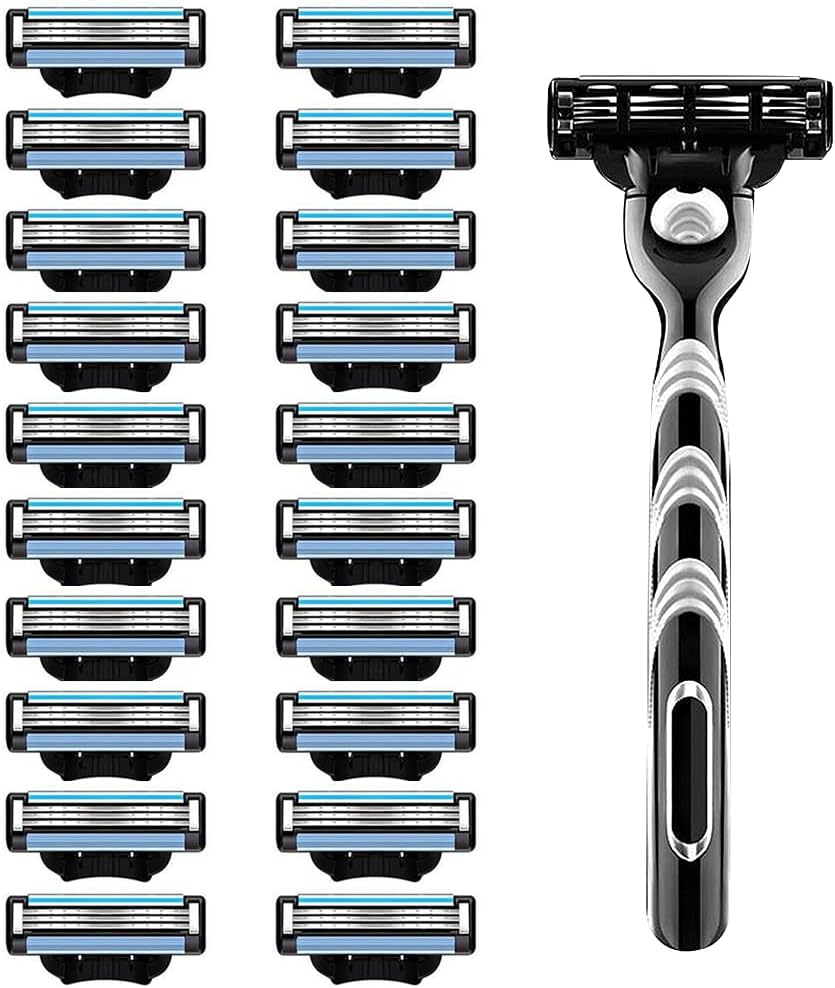 NAVESO Mach 3 Razor Blades, 20 Pcs Manual Razor Blade with Precision