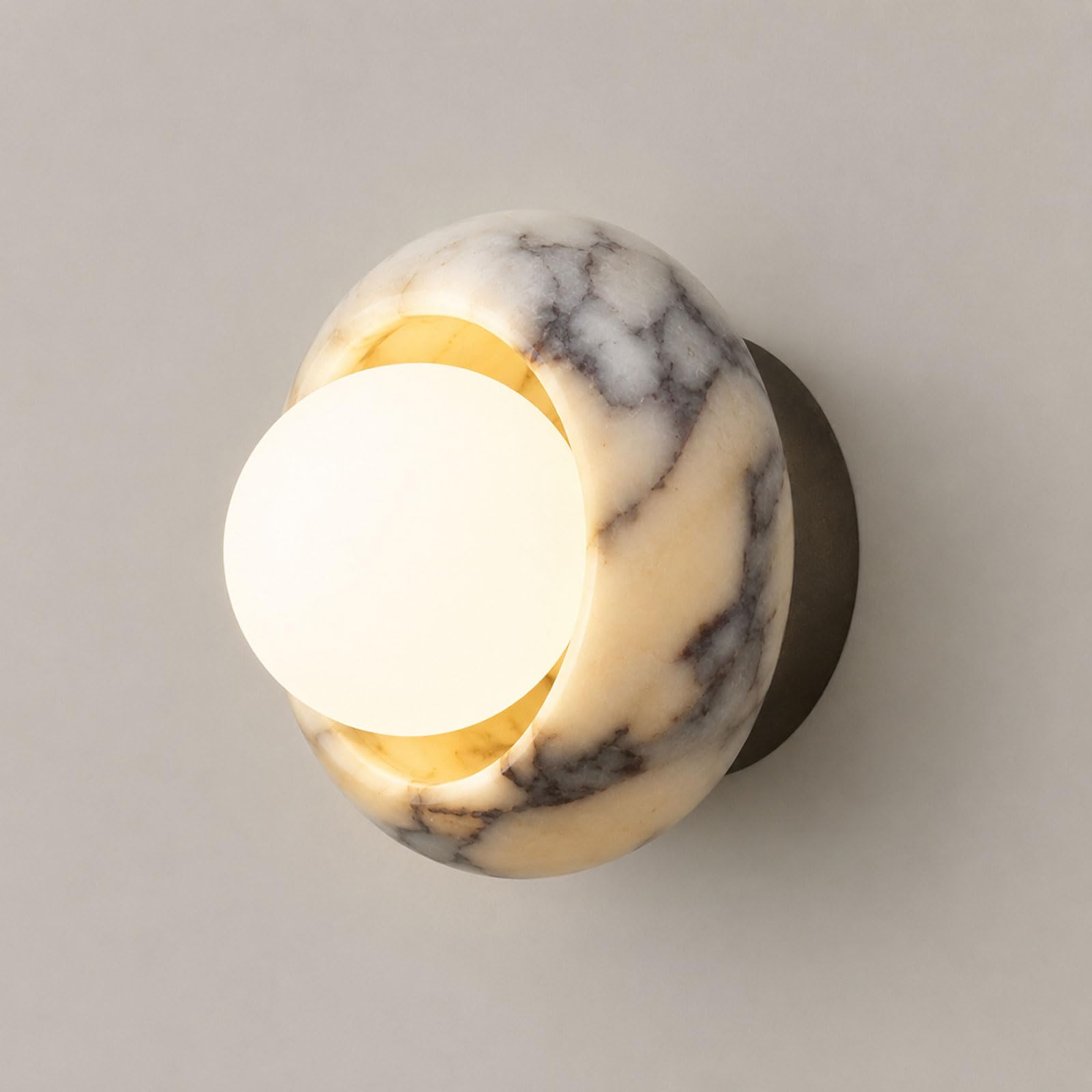 IOEDHW Natural Marble Wall Sconce Glass Globe Mini Stone Wall Light G9