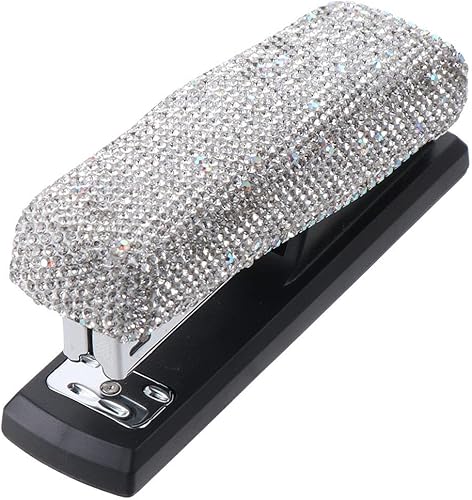 dohobby Grapadora de cristal con diamantes de imitación, grapadora de oficina para oficina, bonito kit de oficina, elegante accesorio de escritorio