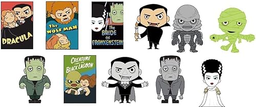 Miniatura 2 de Paquete de monstruos terroristas, caja clásica universal de figuras de terror, paquete de personajes de palabras de Mash + tarjetas coleccionables