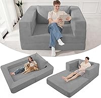Vista 39 de Cama humana gigante para perro, cama 3 en 1 para perro de tamaño humano con funda de piel sintética lavable, cama grande plegable para mascotas