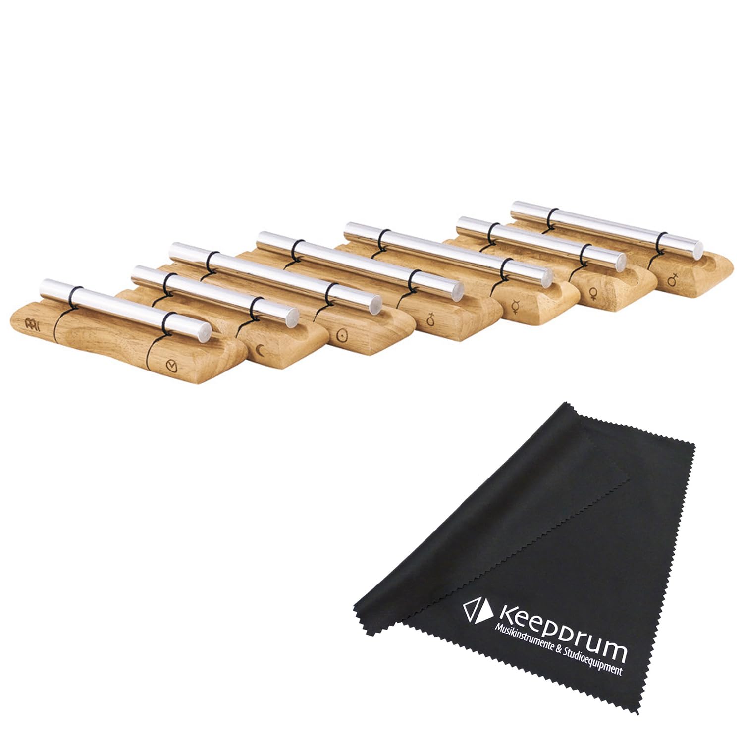 Meinl Sonic Energy EC-SET-CHA-7 Chimes Chakra - Juego de 7 varillas sonoras con gamuza de microfibra Keepdrum