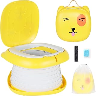 Yeelua Travel Potty for Toddlers, Potty Training Toilet Seat Portable Potty for 1-5 Year Old Boys Girls - 45pcs Potty Bags Included for Toddler Travel, Camping and Outdoor Use (Yellow Dog)