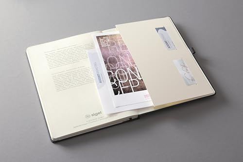 SIGEL C2704 Planungsbuch XXL, Terminkalender 2027, A4+, 1 Tag = 1 Seite, für 4 Personen, schwarz, Hardcover, 480 Seiten, Gummiband, Stiftschlaufe, Archivtasche, Kalenderbuch Conceptum