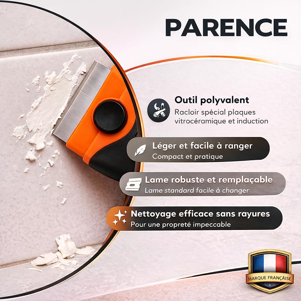 Grattoir pour plaque vitrocéramique - avec 2 lames de rechange - Bâtiself Grattoir pour plaque vitrocéramique - avec 2 lames de rechange - Bâtiself
