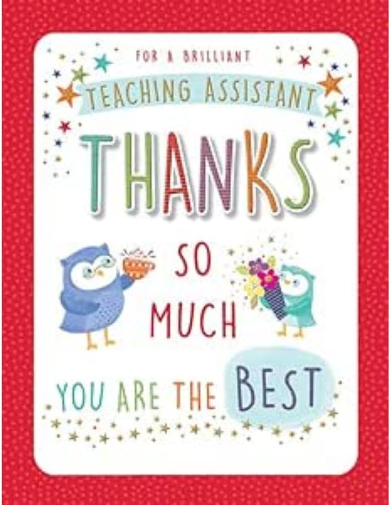 Piccadilly Greetings Teaching Assistant Thank You Teacher Card You are the Best - 8 x 6 inches